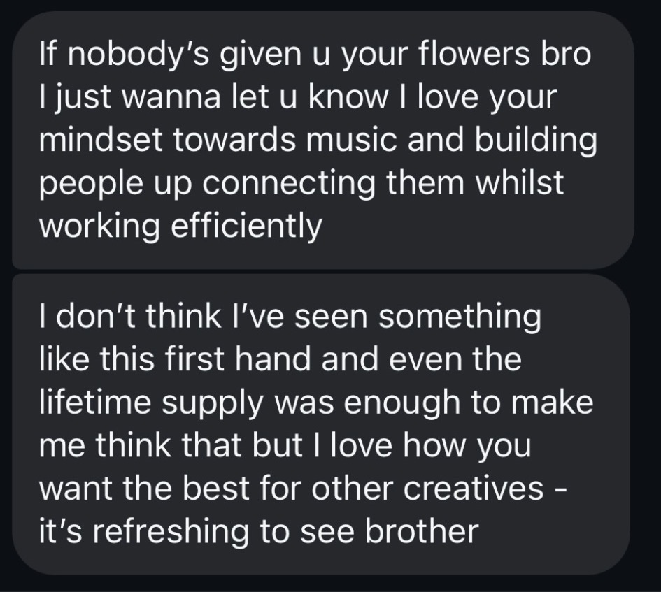 Screenshot of a DM crediting the accelerator with changing their mindset
